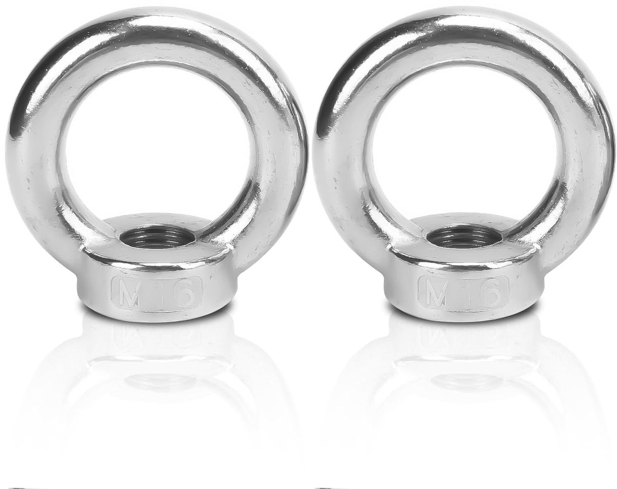 Dailygoods- Lifting Eye Moer 2 Stuks - Roestvrij Staal - Corrosiebestendig - Hoog Draagvermogen - Oogmoer - Voor Industrie/Jachten