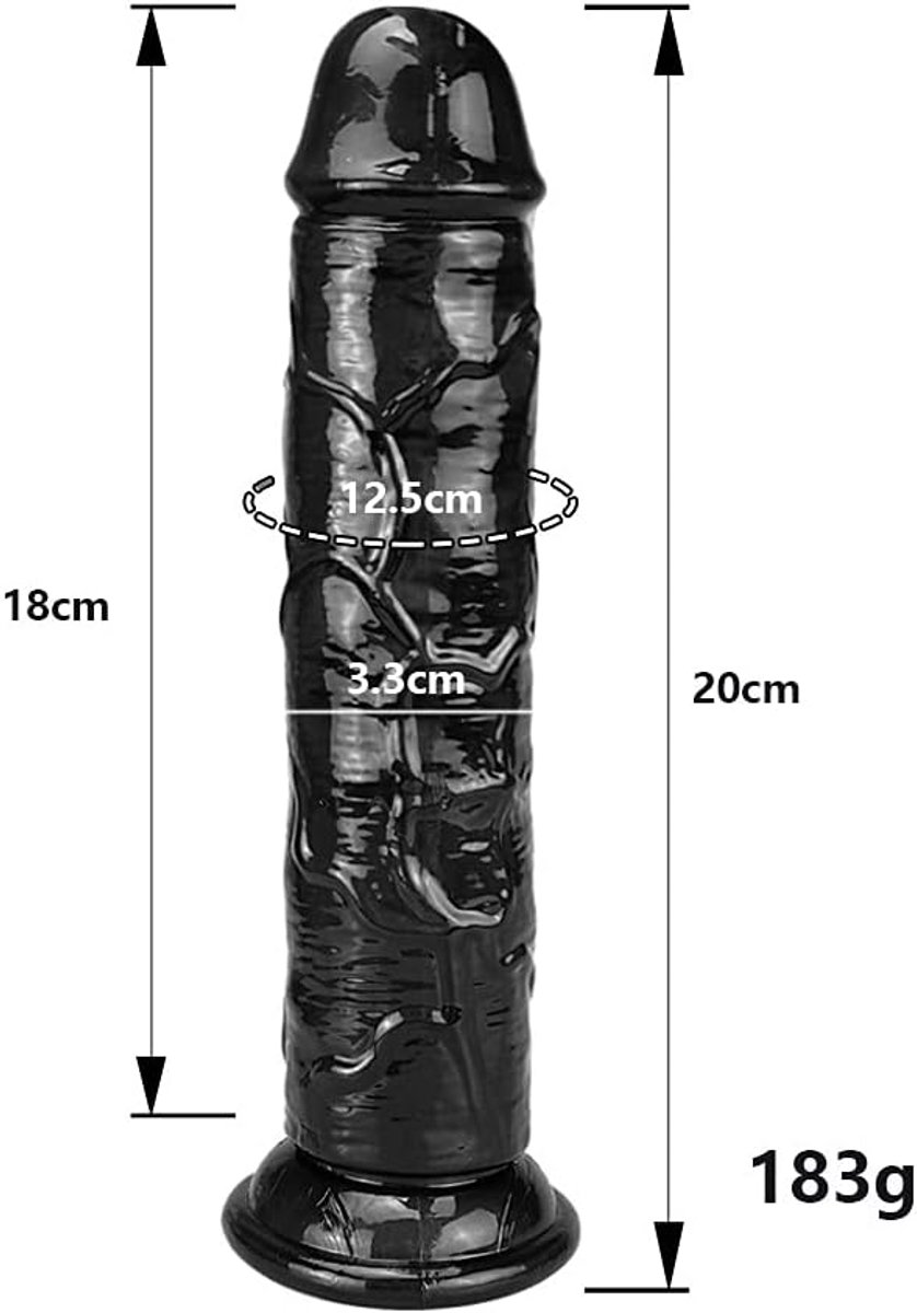 Realistische seksspeeltjes dildo voor vrouwen, 20 cm zwarte penisdildo met sterke zuignap voor handsfree gebruik, flexibele seksspeeltjes voor vrouwen, geschikt voor anaal gebruik
