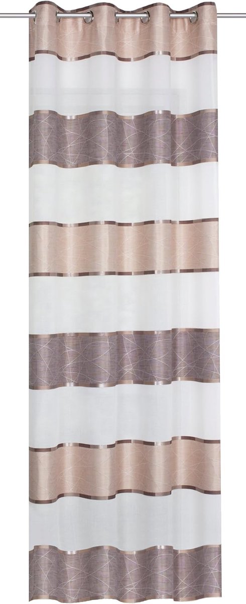 Fashion ooggordijn dwarsstrepen, polyester, cappuccino, 245 x 140 cm