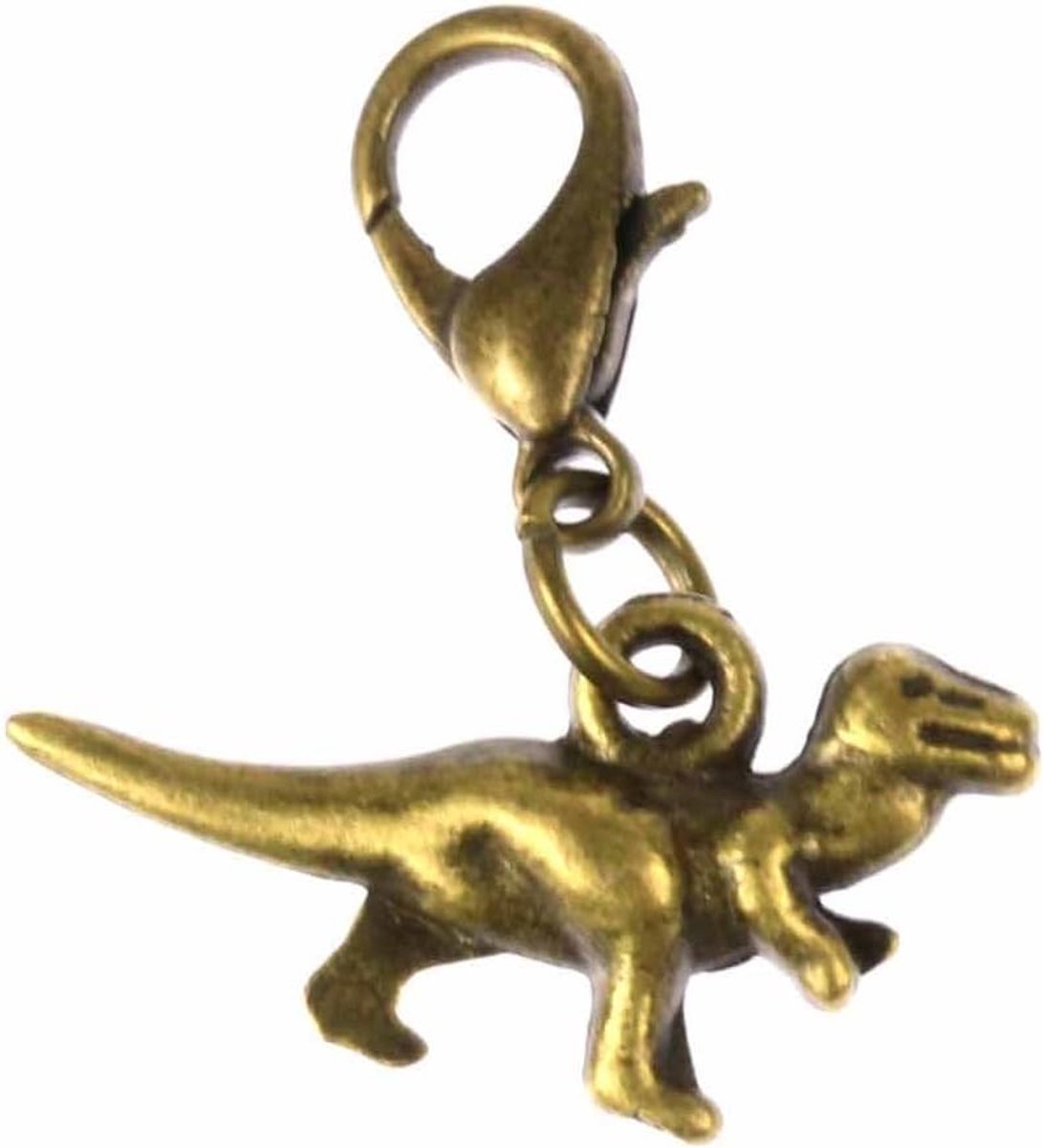 Dino Charm Tyrannosaurus Rex Charms dinosaurus T-Rex brons - handgemaakte modesieraden I kettinghanger bronskleurig - bedelarmband - hanger voor armband, 20 mm, Metaal