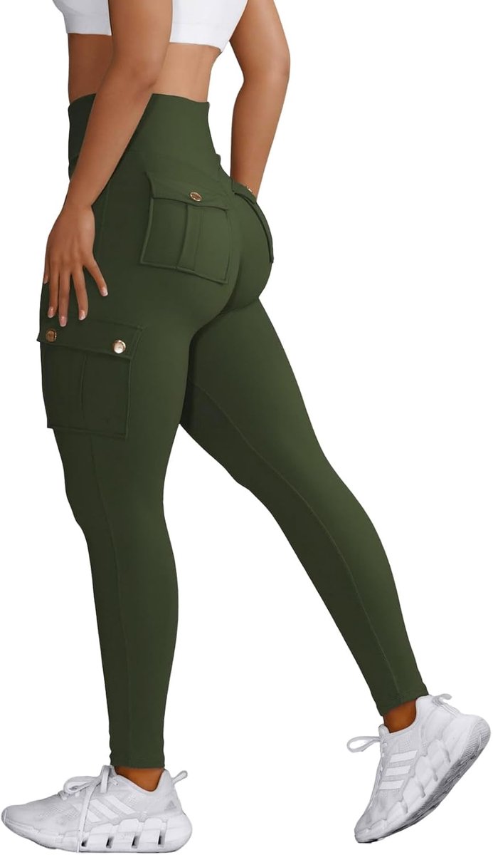 Sportlegging voor dames, hoge taille, zakken, elastisch, joggen, hardlopen, gym, fitness, yoga, vrijetijdsbroek