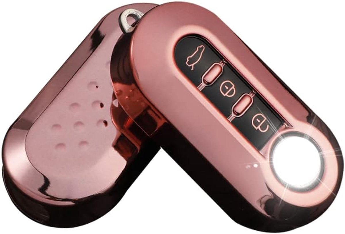 autosleutel hoes geschikt voor FIAT sleutelhoes beschermhoes voor FIAT 500 Brava Doblo Ducato Fiorino Punto Panda voor Lancia Delta sleutelbox accessoires 3-toetsen TPU roze