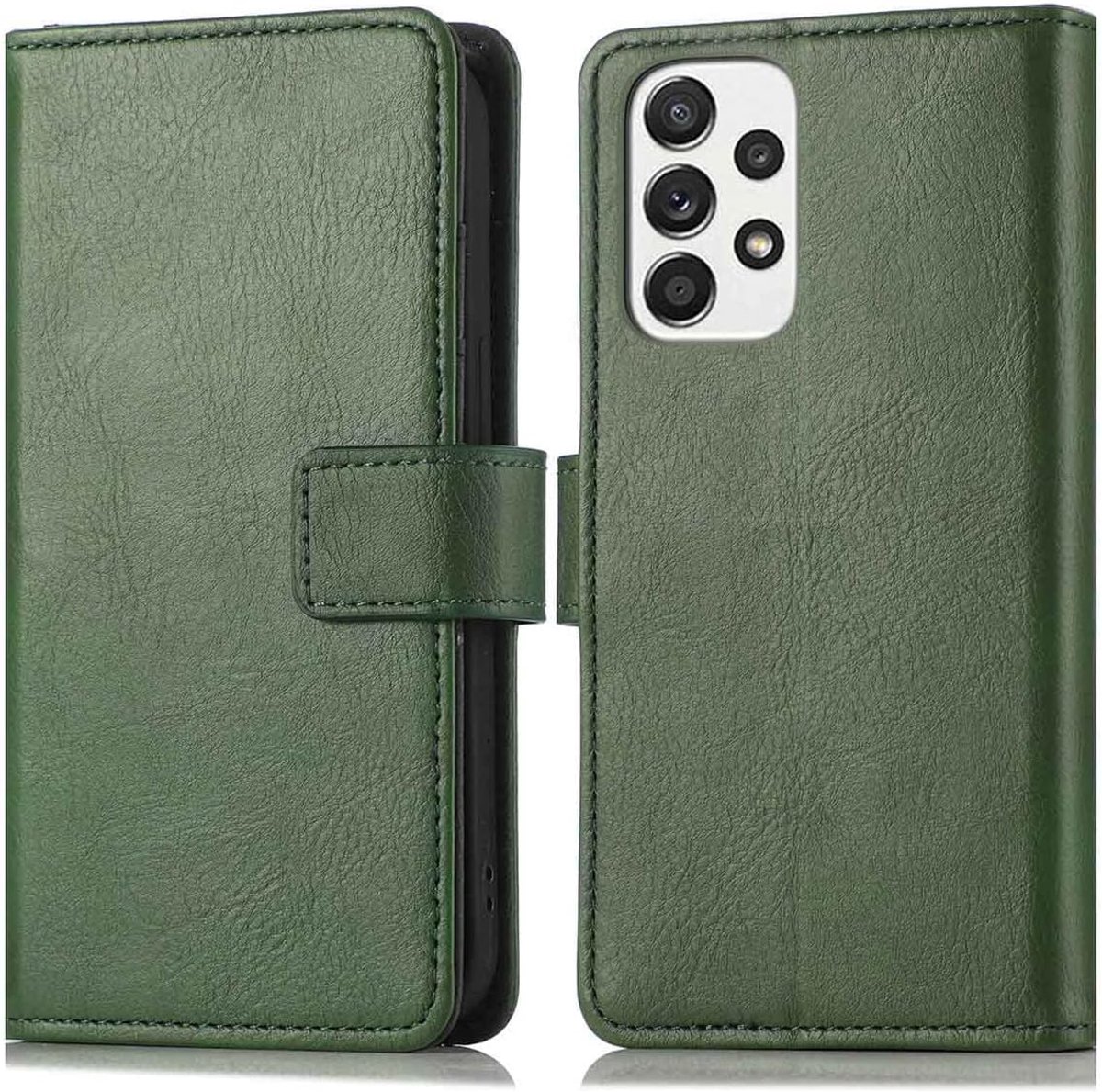 IMoshion compatibel met Samsung Galaxy A53 Hoesje – Luxe Booktype Cover – Book Case Telefoonhoesje in Groen [Met Standaard, Plek voor 3 Pasjes, Magneetsluiting]