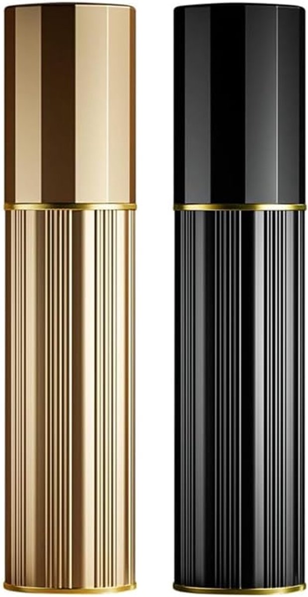 Navulbare en draagbare parfumfles voor reizen, 5 ml kleine spuitflessen met bodempomp, dispensers voor dames en heren, lekvrij en luxueus ontwerp (zwart en goud)