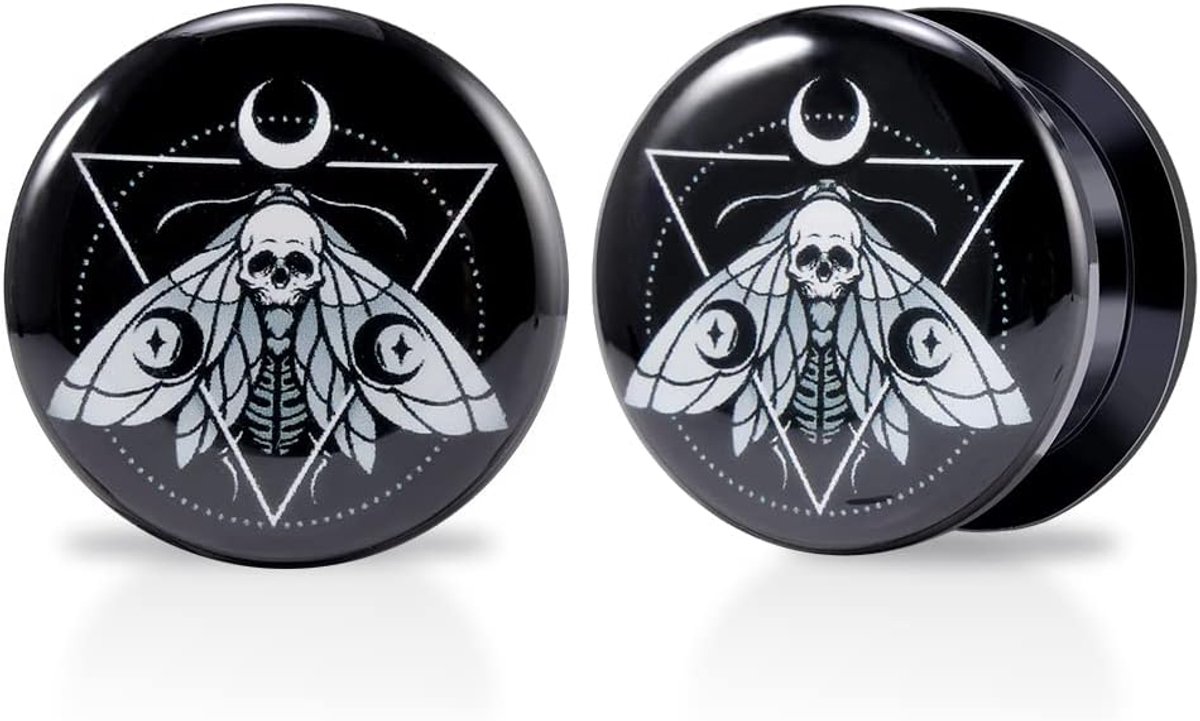 EN 1 paar acryl en epoxy insect schedel schaapkop driehoek punk element schroefboren tunnel plug expanderpiercing modieus geschenk 2 g-1-3/16 inch in 6 mm - 30 mm