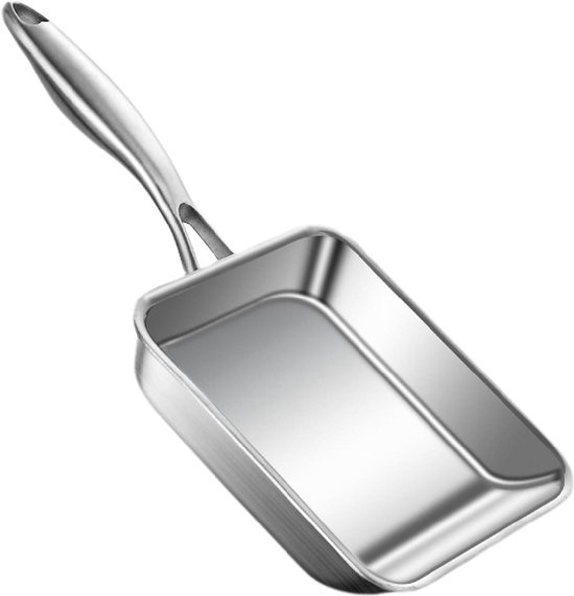 Tamagoyaki Pan - Omelet Pan - Ontbijt Maken - Vijflaags Staal - 19x16 cm - Zilverkleurig