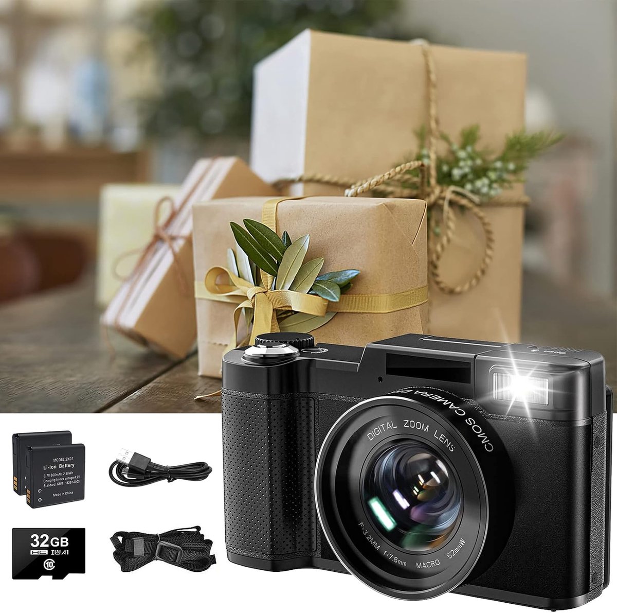 Camera 4K 48MP Vlogging Camera voor YouTube 16X Digitale Zoom met Macro Functie &Liftable Flash, Compacte Camera voor Fotografie 3 '' 180° Flip Scherm, 32 GB TF-kaart, 2 Batterijen thumbnail 5
