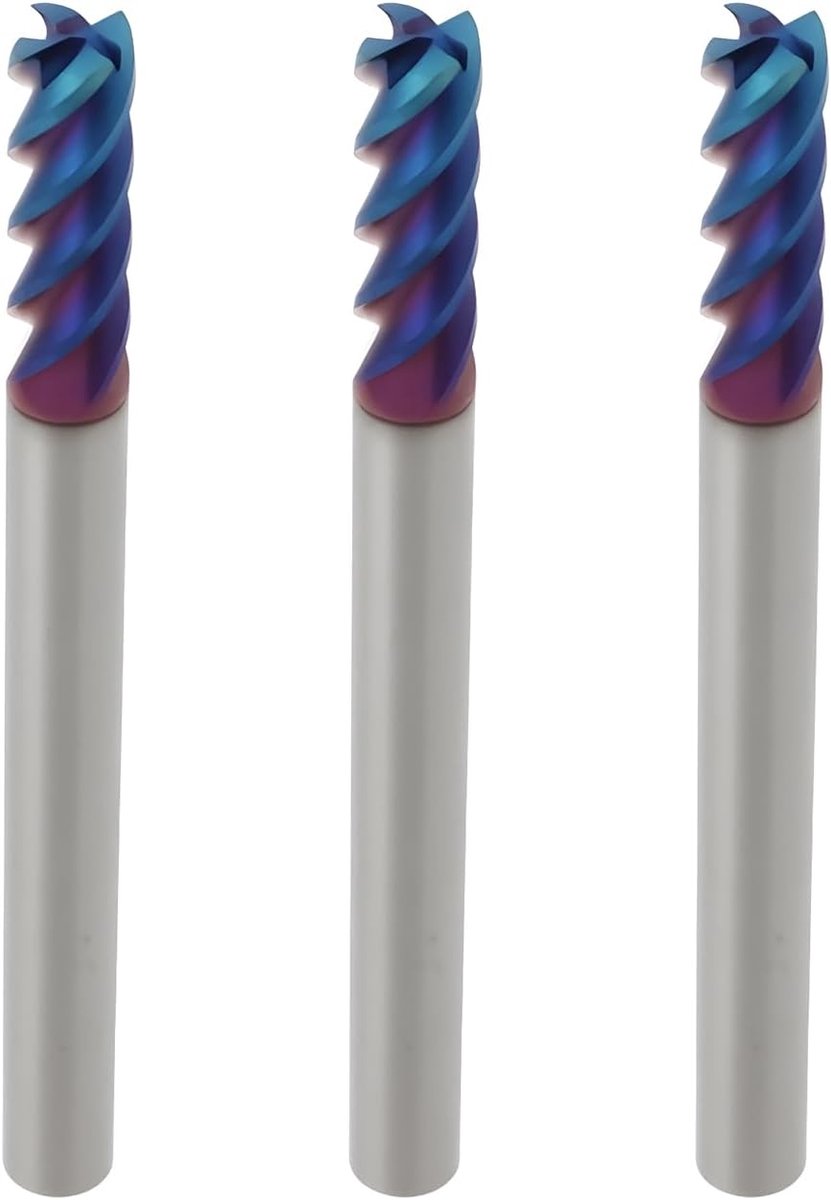 Dailygoods- Freesboor HRC 65 - 4 Bladen - 4mm Schachtdiameter - Blauwe Nano Coating - CNC Bewerking - Snijdiameter 4mm - Helix Hoek 45° - Frees
