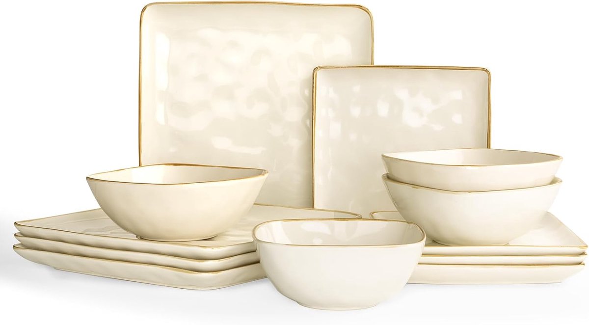 Ocean 12-delige Serviessets met borden en kommen, beige