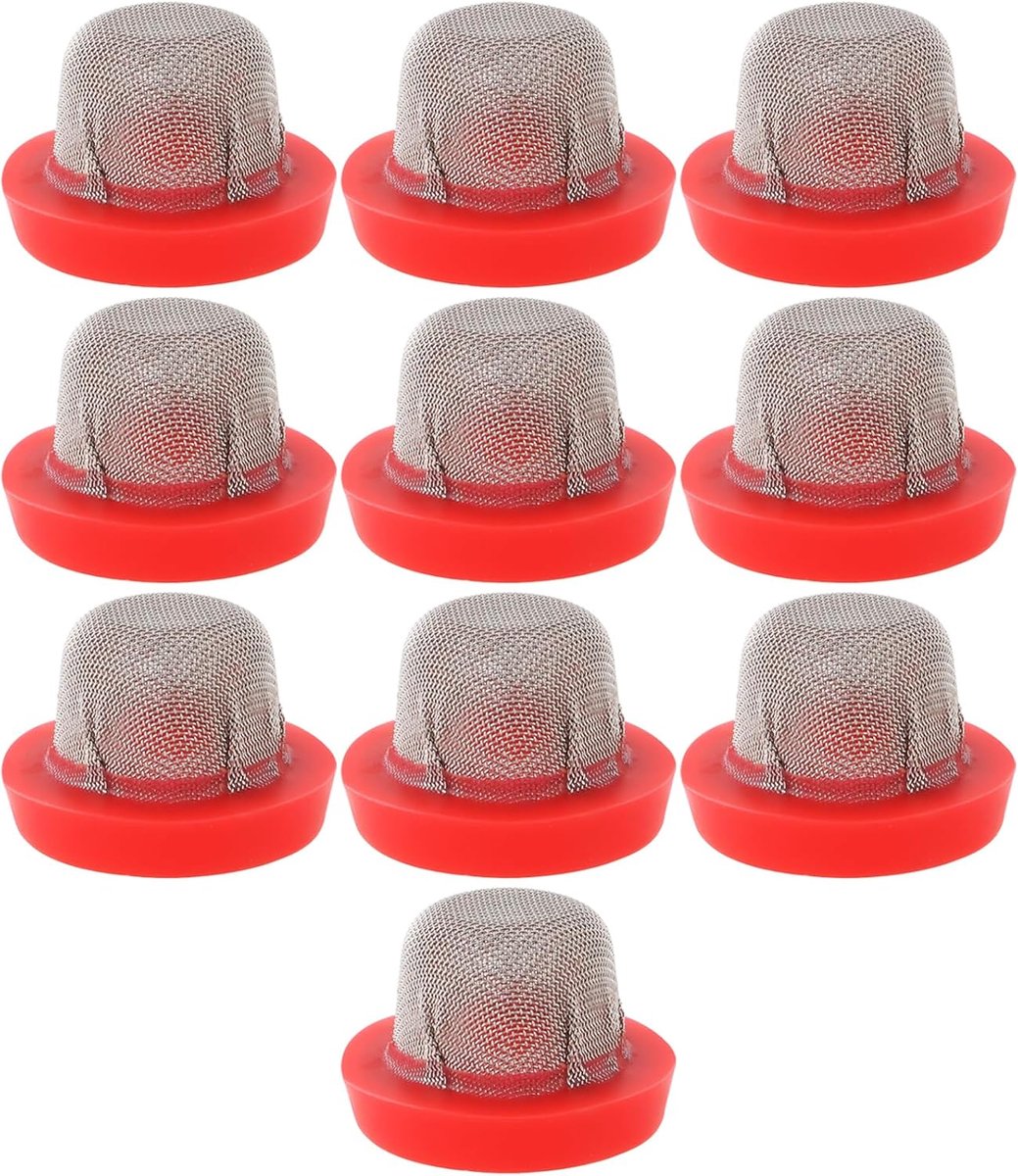 Dailygoods- Mesh Filters 100 Mesh - 10 Stuks - Spuitmondstuk - Fijnmetaalgaas - Afmetingen 15,5x10,5x10 mm - Rood - Filter