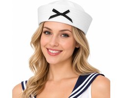 Matrozenmuts voor dames, met strik, matrozenmuts, muts, zeemuts, matrozenmuts, kapiteinsmuts, uniform, matrozenmuts, marine, pet voor carnaval, matrozenkostuum, cosplay