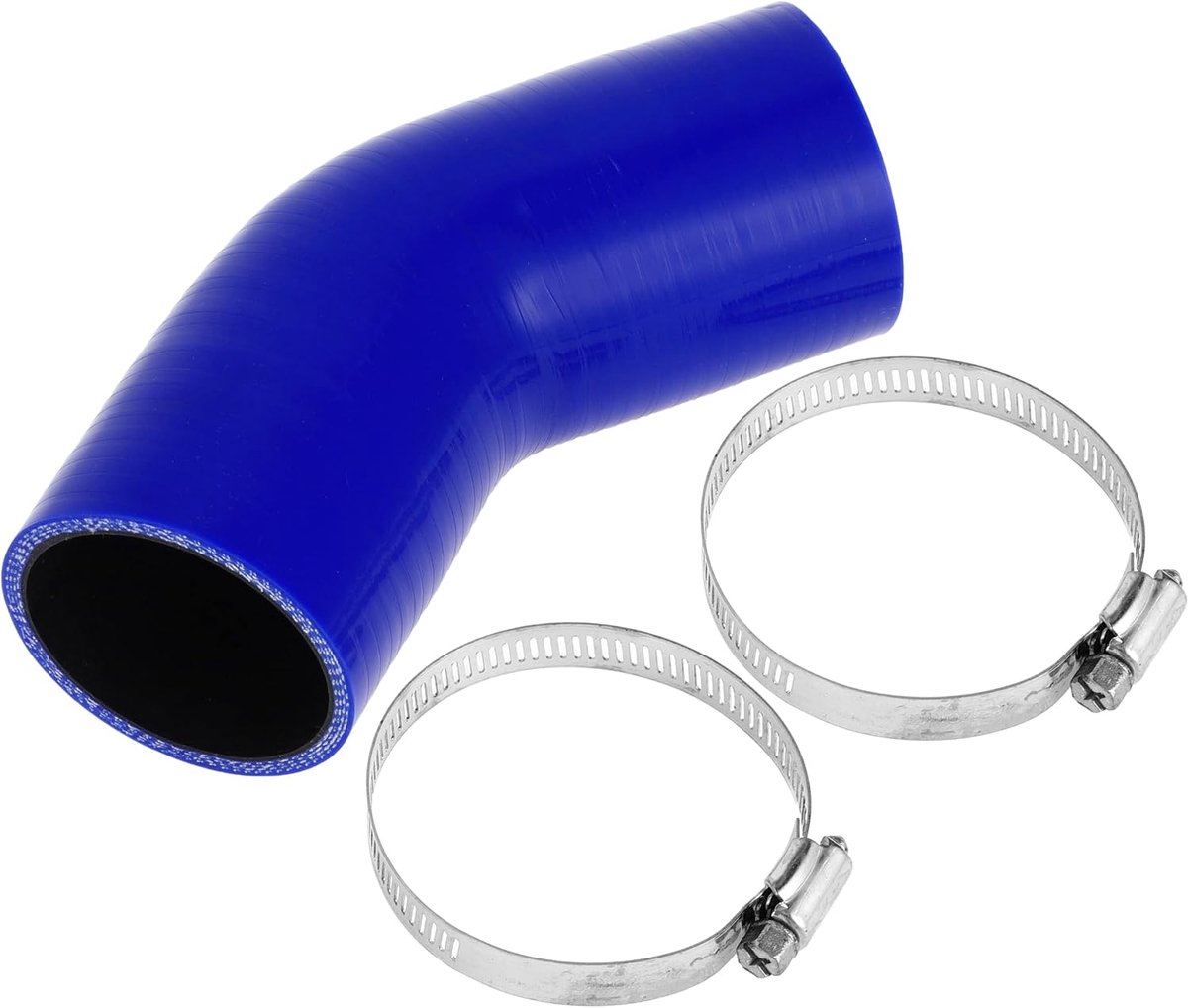 Dailygoods- Koelvloeistofslang 60 mm ID - Siliconen Slang - 102 mm Lengte - 45° Hoek - Blauw/Zwart - Hoge Temperatuur Bestendig - Siliconenslang