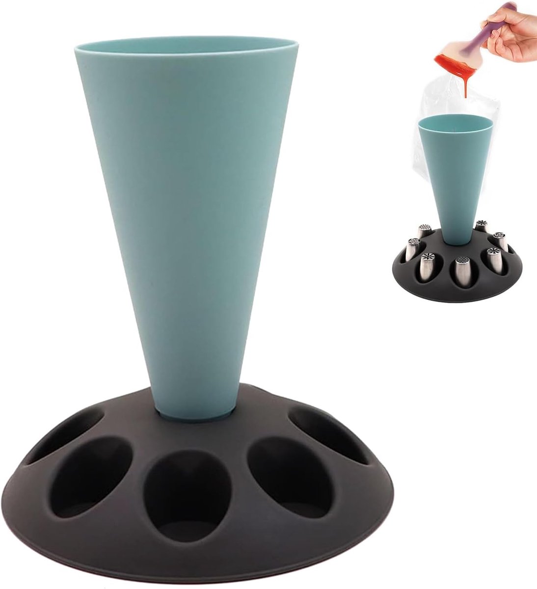 Dailygoods- Spuitzakhouder 8 Sleuven - Kunststof - Opbergrek Voor Spuitzakken - Vulhouder Voor Spuitzakken - Taartbakaccessoires - Ruimtebesparend en