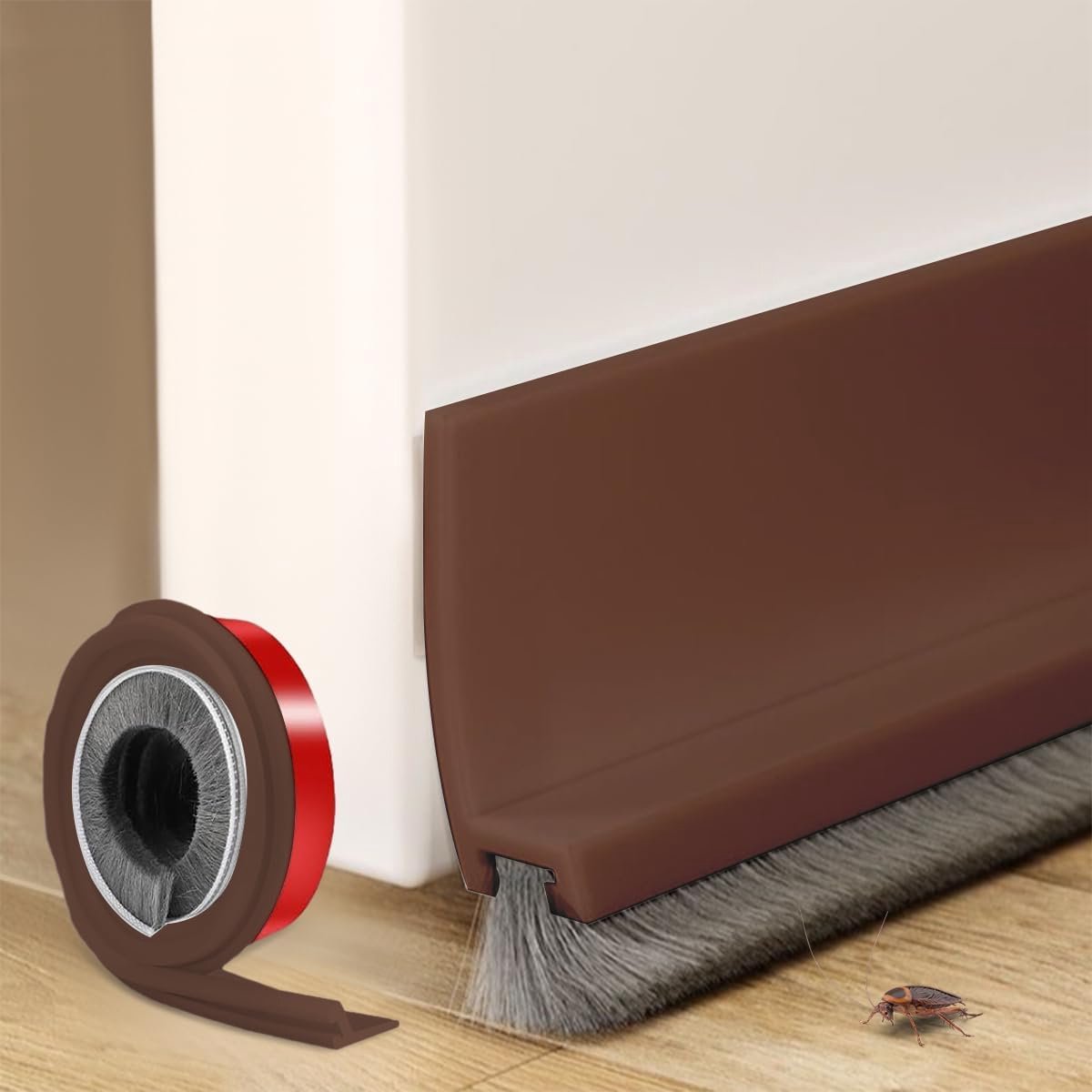 Dailygoods - Bruine Zelfklevende Tochtstrip met Borstel