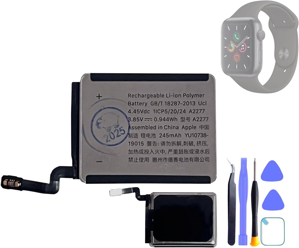 Reservebatterij batterij A2277 compatibel met Apple Watch iWatch Series 5 5e generatie 40 mm & SE 40 mm (GPS + cellular/GPS) met gereedschap