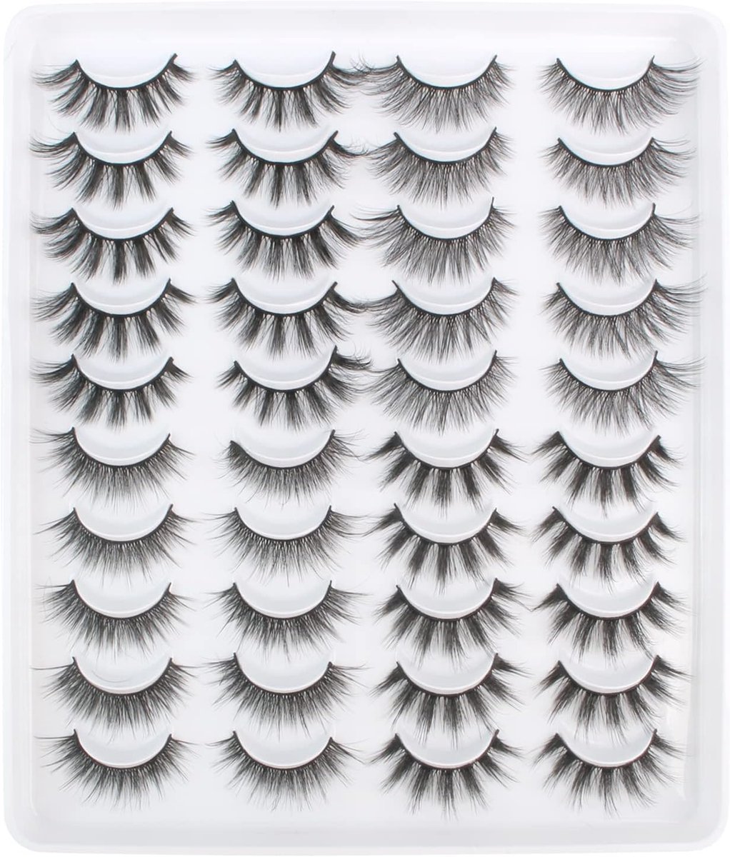 3D Natuurlijke Nepwimpers 4 Stijlen - Zachte Volle Wimperstrips - 20 Paren Pluizige Wispy Lashes Multipakket Herbruikbare Nepwimpers voor Make-up door Parriparri