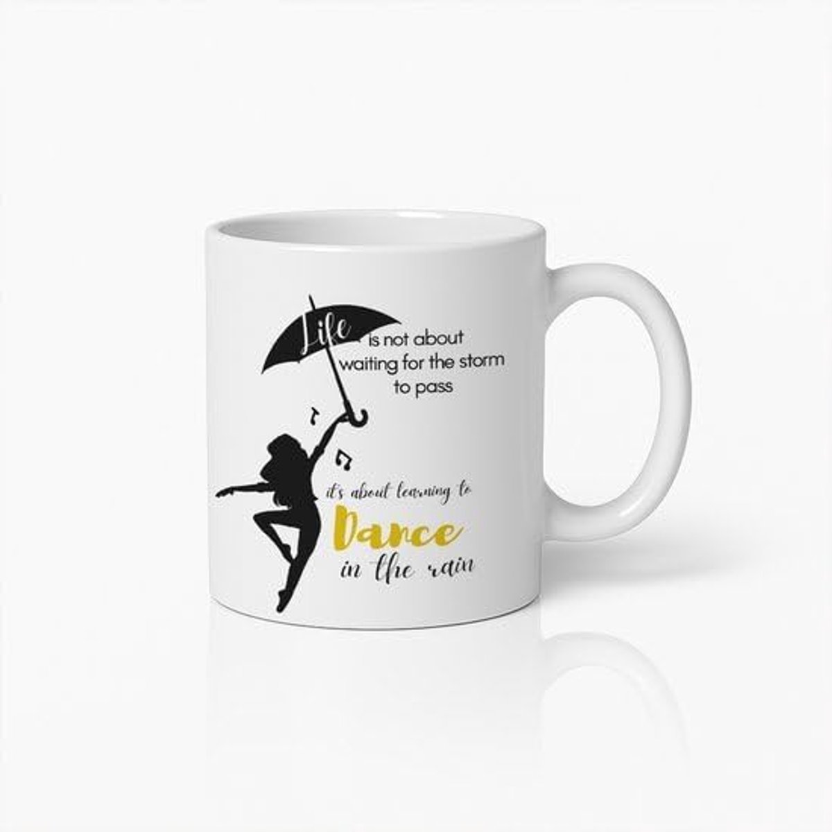 Mok 330ml – Het Leven Gaat Over Leren Dansen in de Regen – Motiverende Quote Theebeker Cadeau