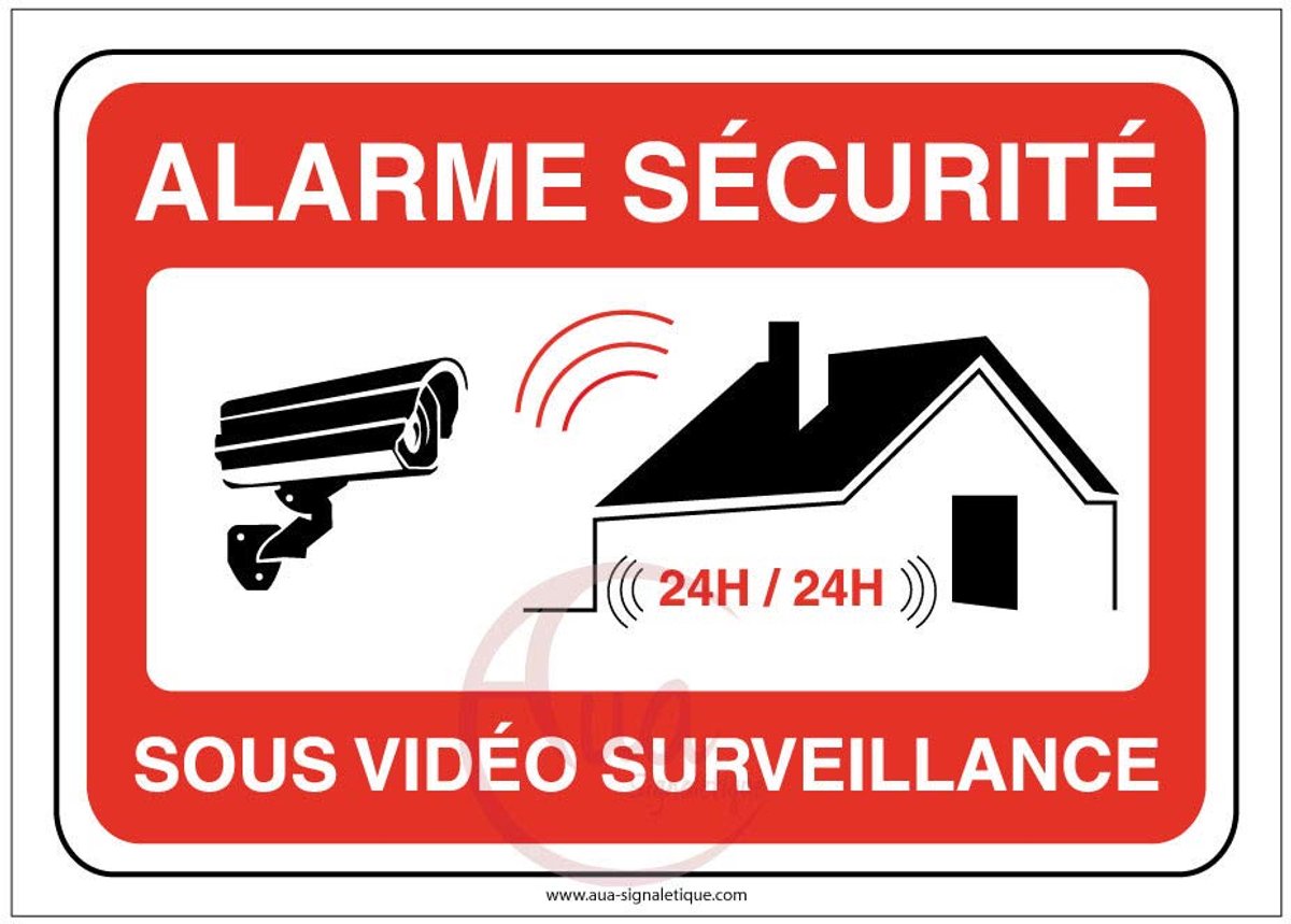 signaallamp – waarschuwingsbord voor veiligheid onder videobewaking 24 uur/24 privéeigendom – 150 x 105 mm, aluminium 3 mm