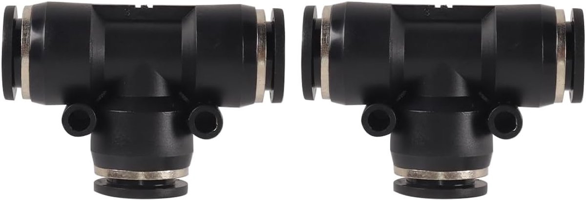 2 stuks pneumatische driewegverbinders, 1/2 inch T-vormige snelkoppelingen voor luchtleidingen, snelstekker voor lucht en water (1/2 inch)