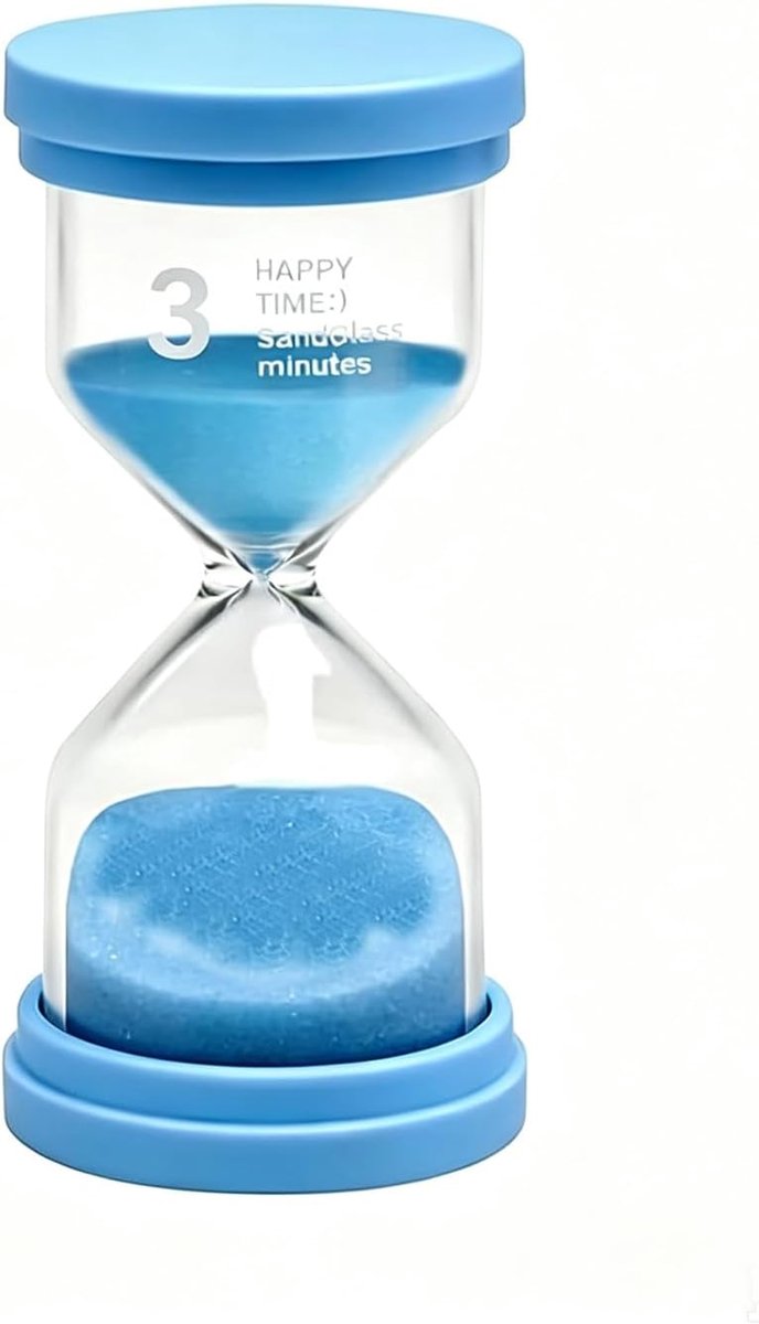 3 minuten timer, zandlopers, kunststof, valbescherming, zandtimer voor kinderen, voor kantoor, huis, klaslokaal, keuken (blauw, 3 minuten)