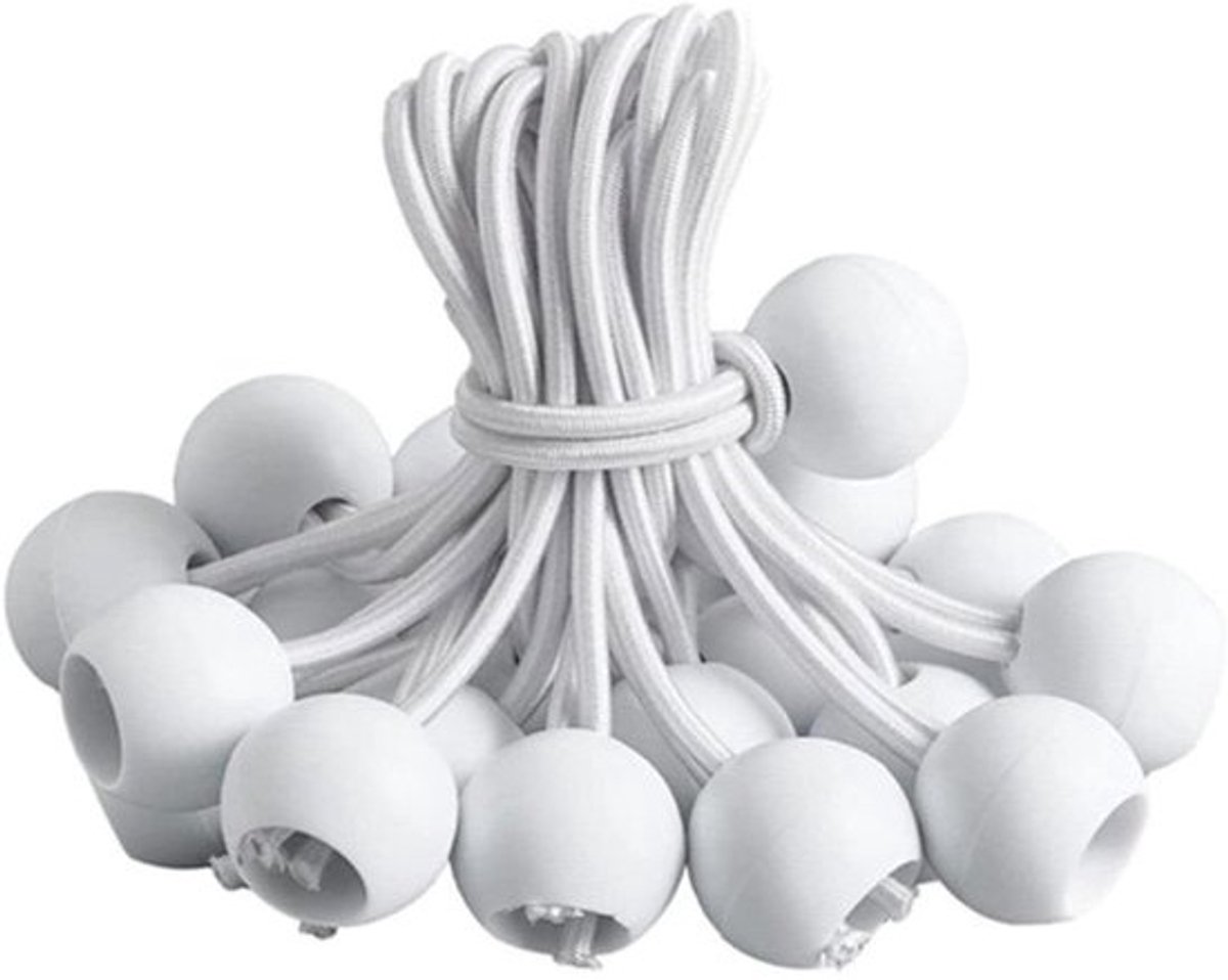 100 stuks veelzijdige bungee ballen koorden voor vastbinden - zware bungee-riem banden met bal elastische riemen voor campingtenten, luifels en gordijnen