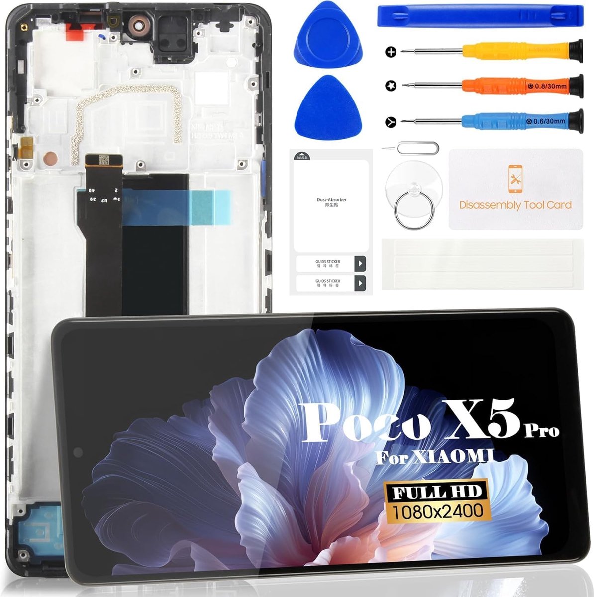 Voor Xiaomi Poco X5 Pro 5G LCD-scherm Voor Redmi Note 12 Pro Schermvervanging Voor 22101320G Touch Digitizer Reparatiekits (Zwart,Met Frame)