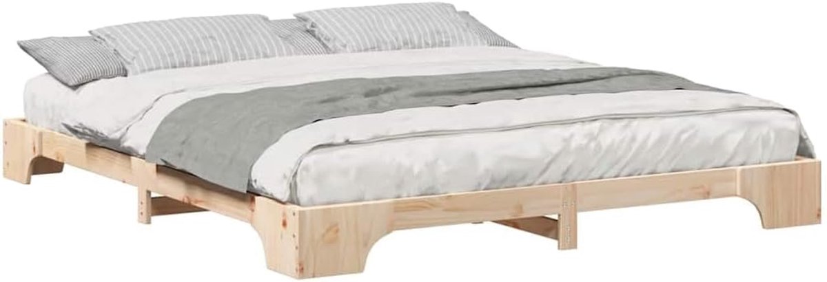 Massief Houten Bedframe, Gemaakt van Stevig Grenen, Minimalistisch Ontwerp, Duurzame Constructie, Gemakkelijk Te Onderhouden, Geschikt voor Slaapkamers (180x220 cm)
