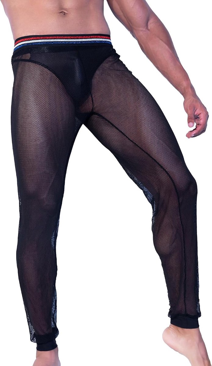 Actiekleding voor heren, transparante lange strakke broek, ultradunne leggings, nachthemden