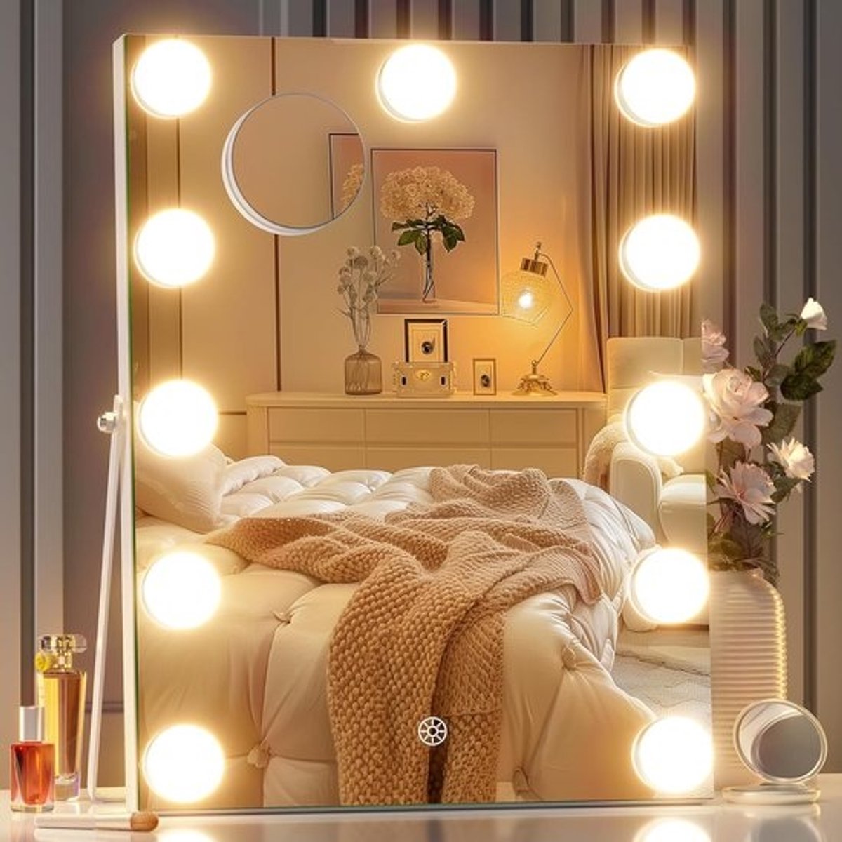 Make-upspiegel met verlichting - Dimbare lampen - Wit - 11 x 14 inch