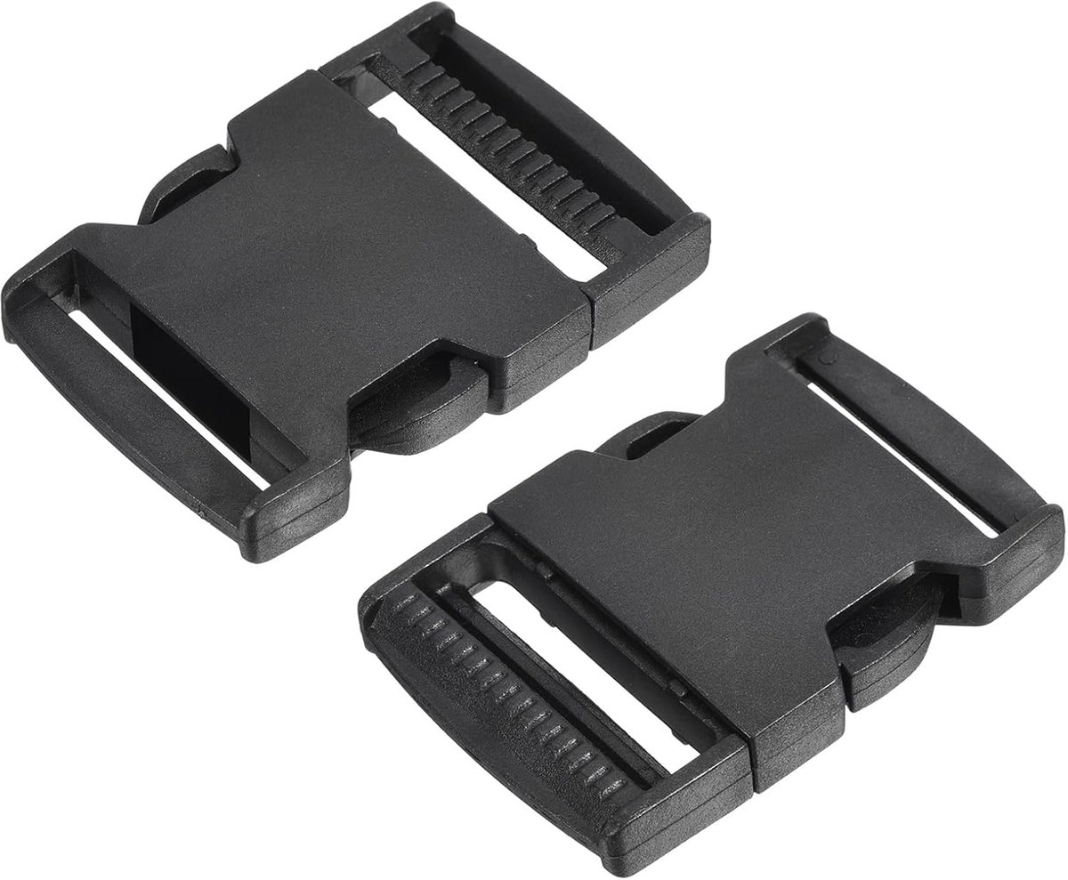 2 stuks 45 mm brede kunststof platte gesp snelzijde zwart