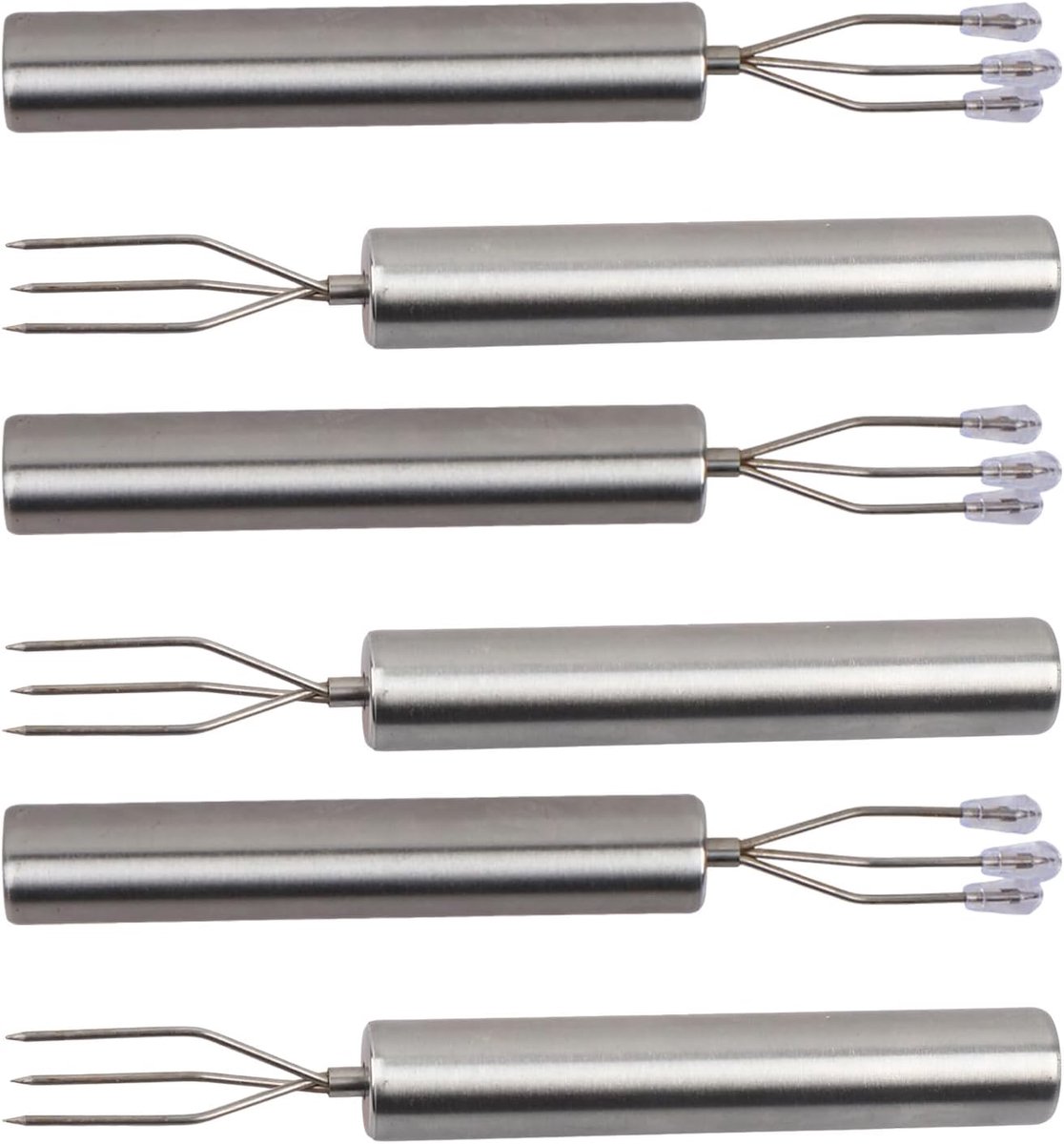 6 stuks aardappelvorken, aardappelvork, roestvrij staal, voor fruit en maïsvorken, draagbare grillspiesen met veiligheidskappen, robuust, elegant, herbruikbaar barbecuegereedschap, ideaal voor