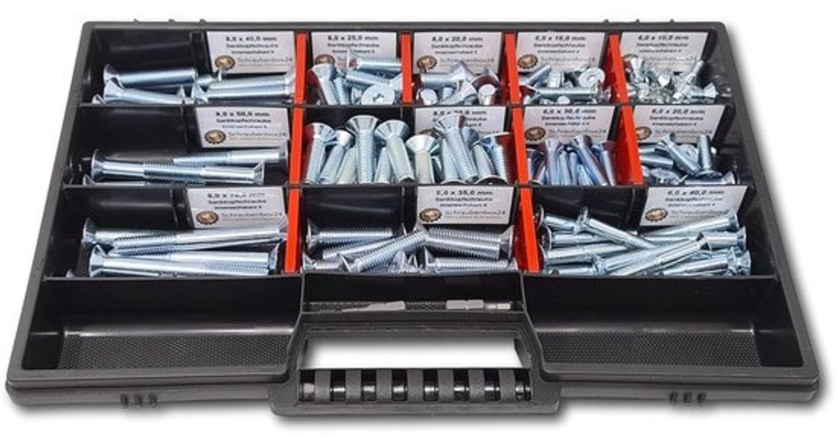 Assortiment Verzonken Schroeven M6-M8 160 Delen in Robuuste Opbergdoos
