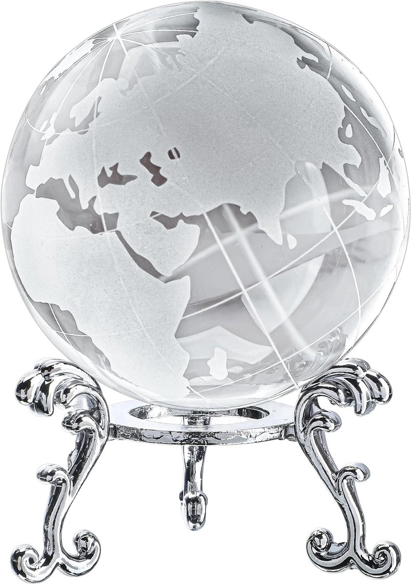 60mm Mini World Globe Crystal Earth Ball Presse-papier met standaard