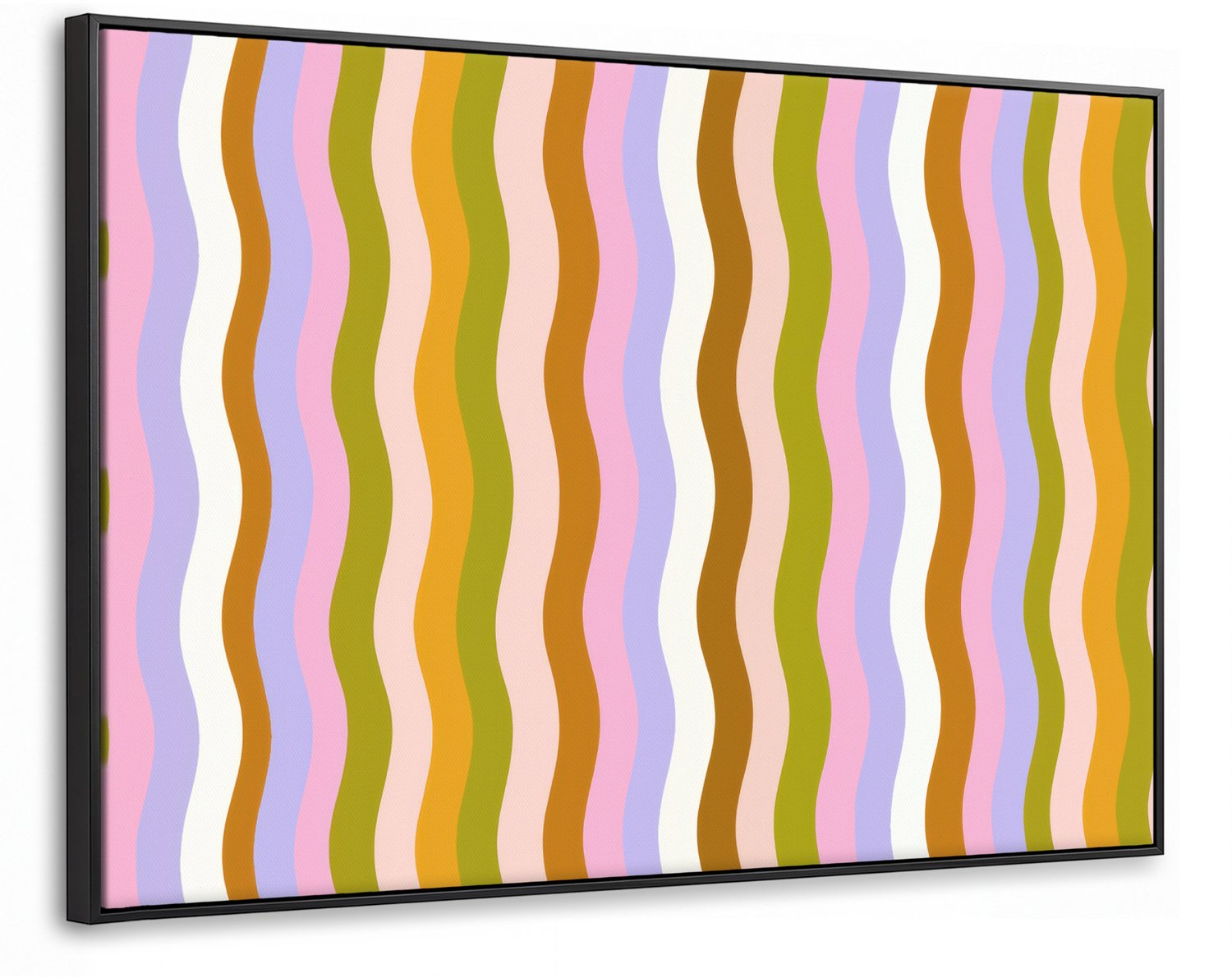 Canvas Schilderij met Baklijst 90x60cm - lijnen - Golven - Pastelkleuren - Patroon - Muurdecoratie woonkamer - Slaapkamer decoratie - Kamer accessoires - Schilderijen op canvas met lijst