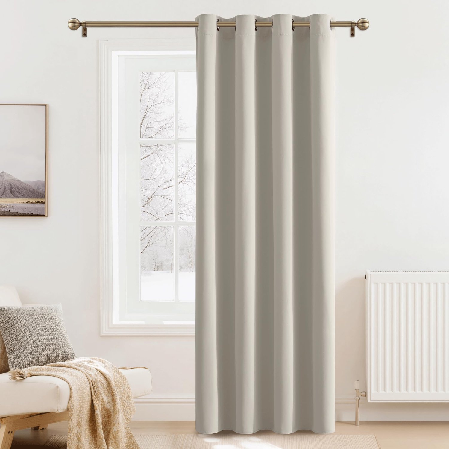 Famanu Thermische verduisteringsgordijn voor deur, 140B x 240H cm, blackout gordijn voor woonkamer, slaapkamer en eetkamer, biedt bescherming tegen kou en hitte wit
