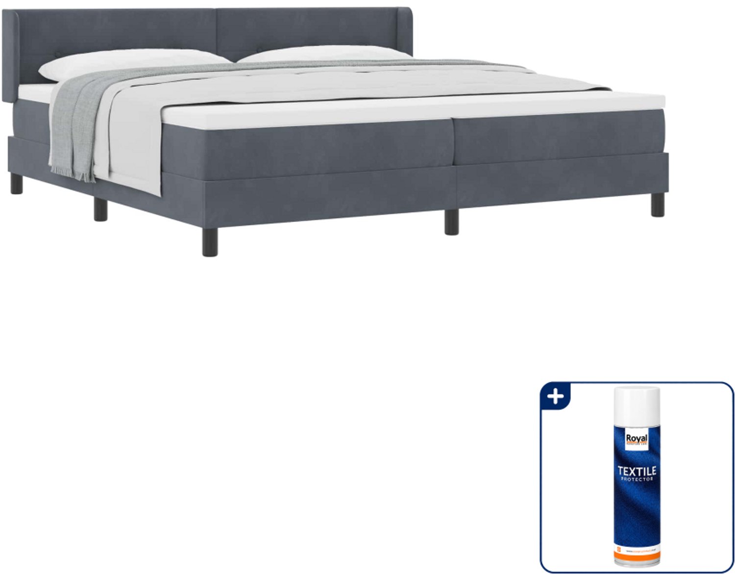 vidaXL Boxspringbed - 200 x 200 cm - donkergrijs - Inclusief textielbeschermer 500 ml