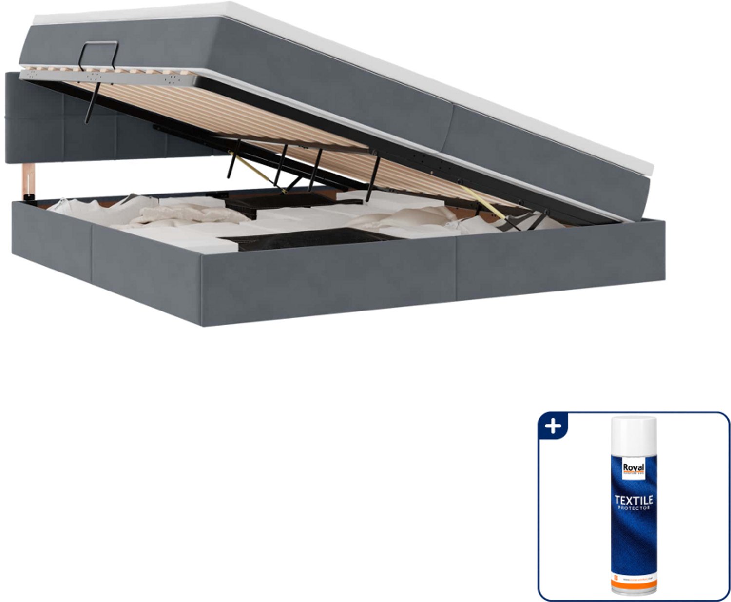 vidaXL Super kingsize bed - 200 x 200 cm - fluweel - donkergrijs - Inclusief textielbeschermer 500 ml Taupe