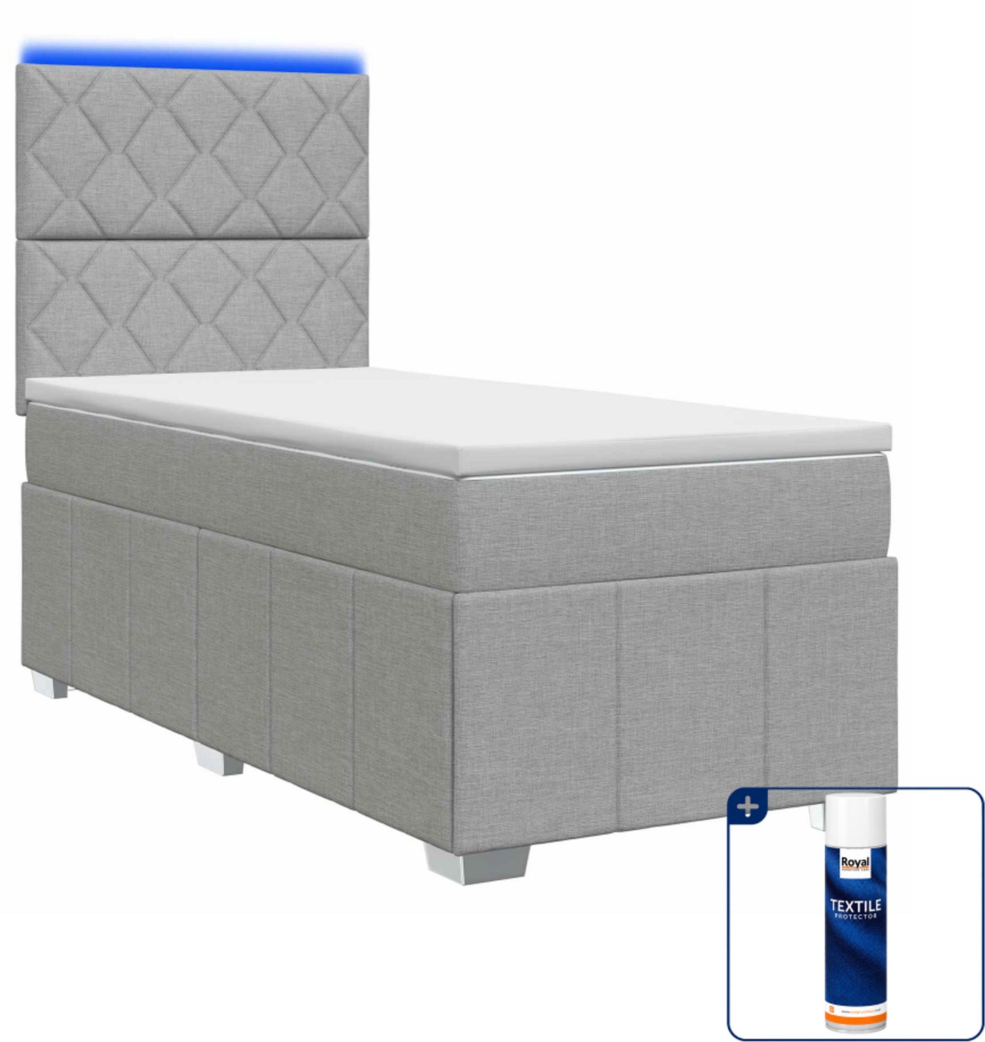 vidaXL boxspring met matras - 90 x 200 cm - lichtgrijs - Inclusief textielbeschermer 500 ml