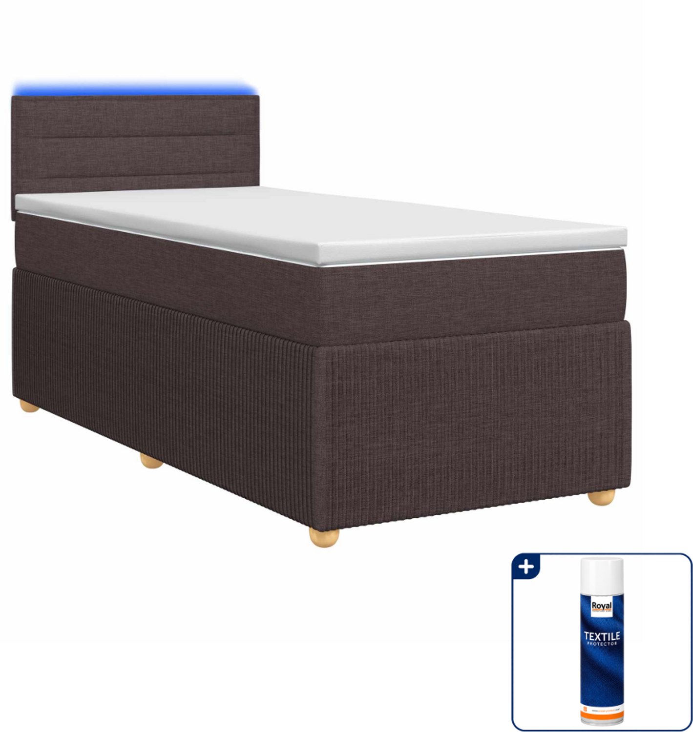 vidaXL boxspringbed met matras - 80 x 200 cm - donkerbruin - Inclusief textielbeschermer 500 ml