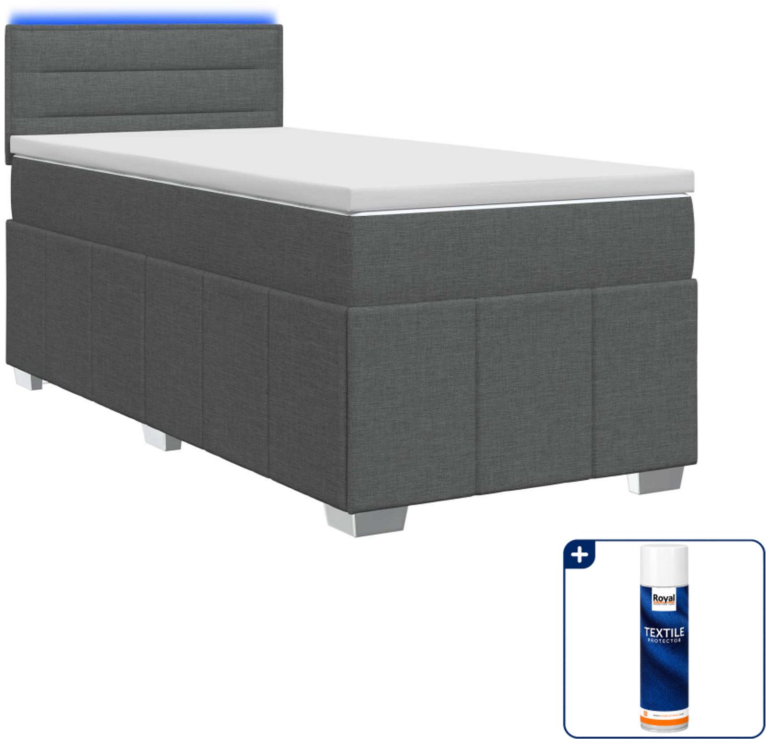 vidaXL boxspringbed met matras - 80 x 200 cm - donkergrijs - Inclusief textielbeschermer 500 ml Donker Grijn