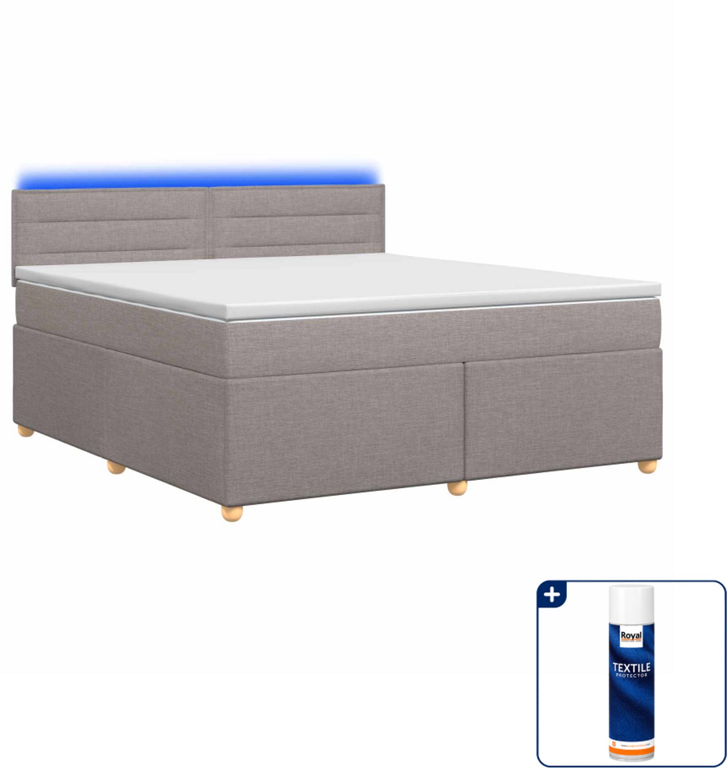 vidaXL Small double boxspringbed 140 x 200 cm - taupe - Inclusief textielbeschermer 500 ml