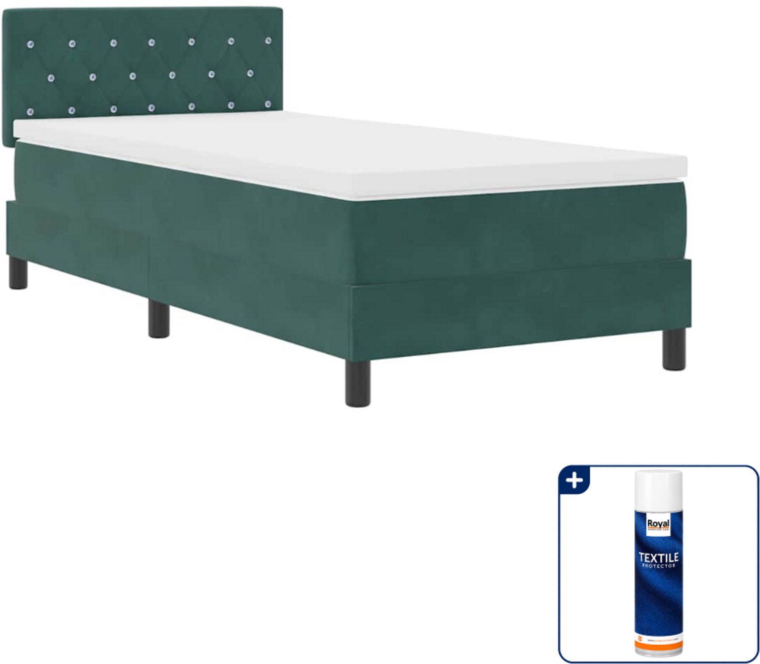 vidaXL led boxspringbed - 100 x 200 cm - donkergroen - Inclusief textielbeschermer 500 ml