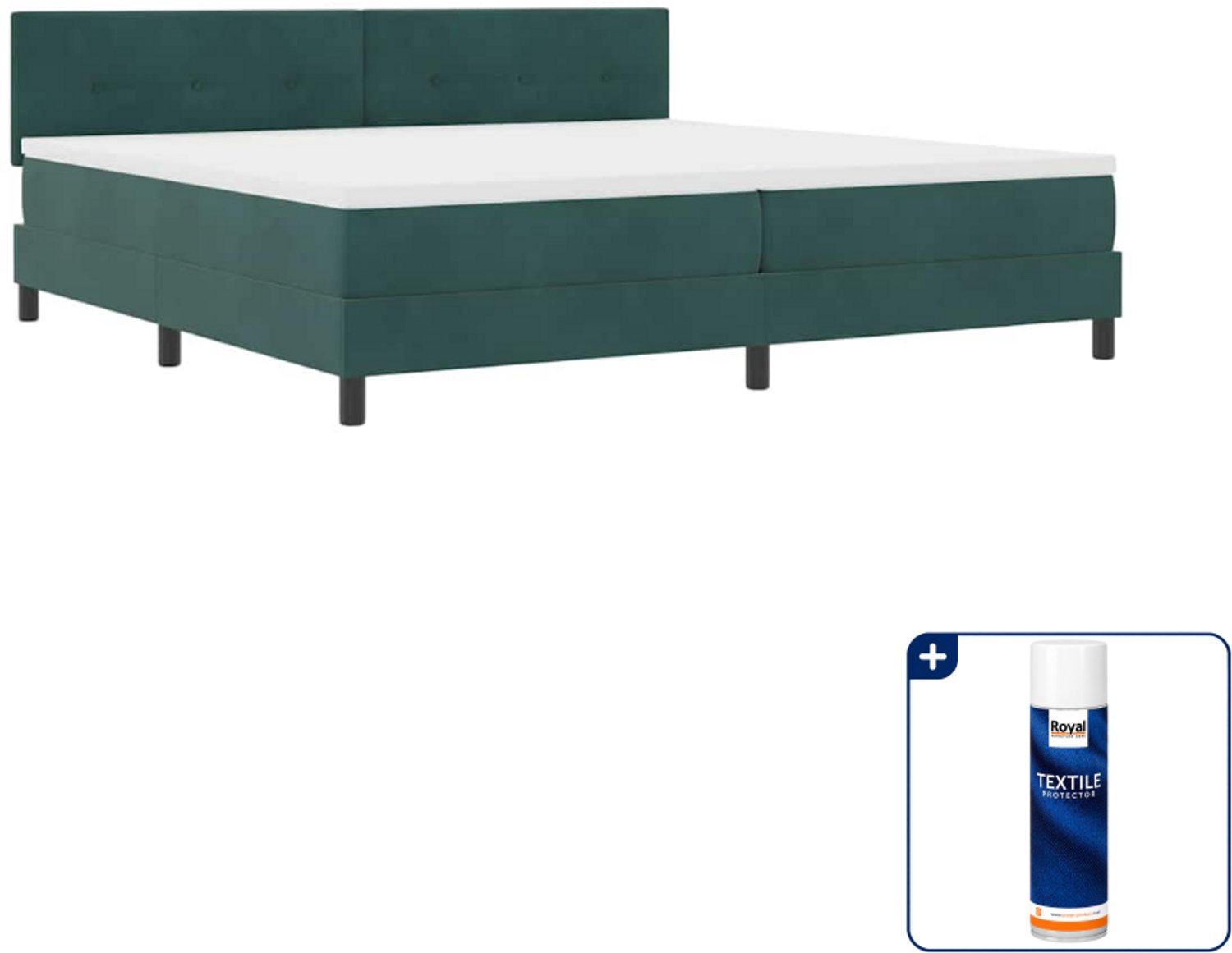vidaXL LED boxspring - 200 x 200 cm - fluweel - donkergroen - Inclusief textielbeschermer 500 ml