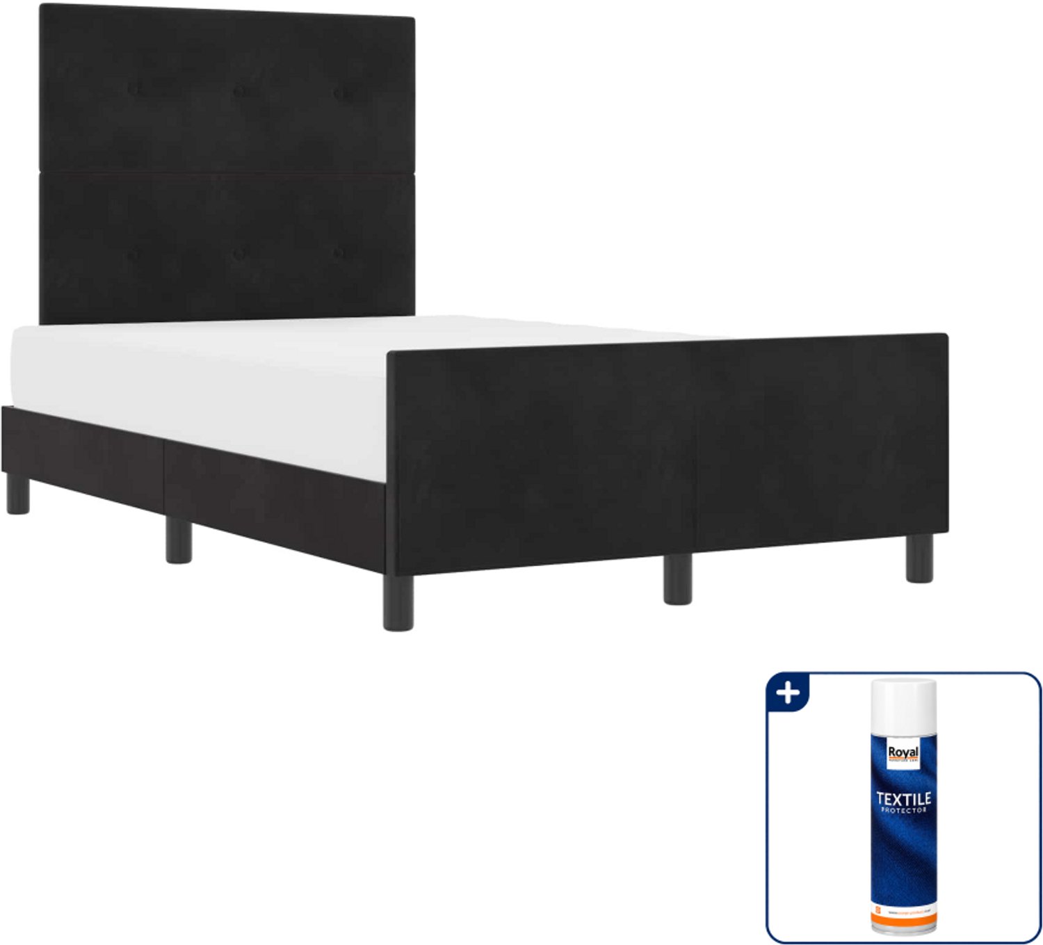 vidaXL boxspringbed - 120 x 190 cm - fluweel - zwart - Inclusief textielbeschermer 500 ml Grijs