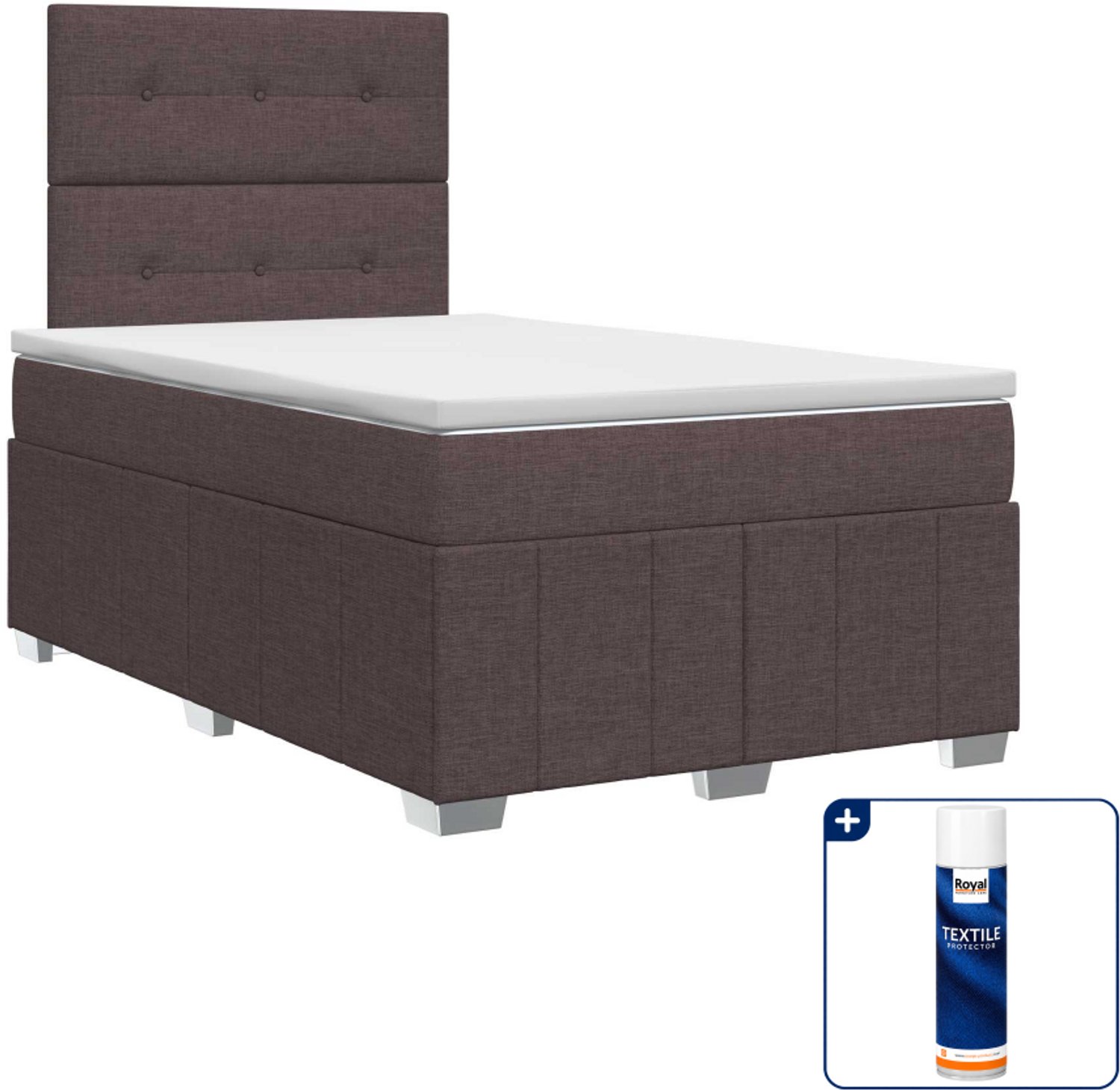 vidaXL Boxspringbed met matras - 120 x 190 cm - donkerbruin - Inclusief textielbeschermer 500 ml