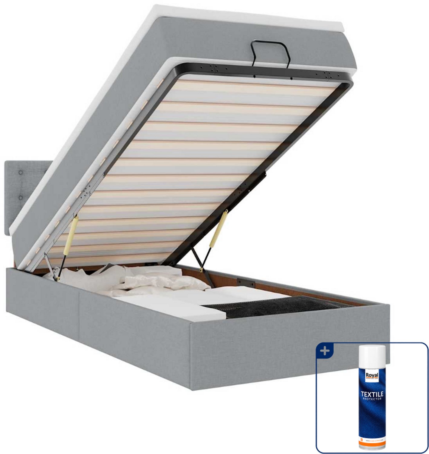 vidaXL slaapbank - 80 x 200 cm - stof - lichtgrijs - Inclusief textielbeschermer 500 ml Blauw