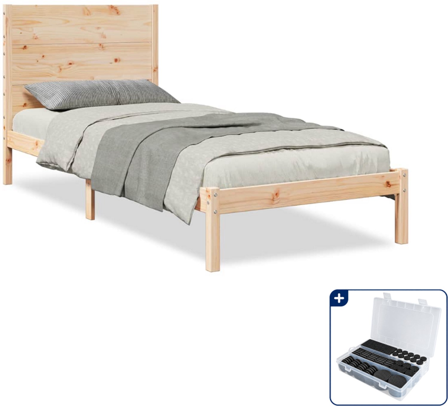 vidaXL bedframe - 90 x 210 cm - massief grenenhout - Inclusief antikrasvilt 177-delig Bruin