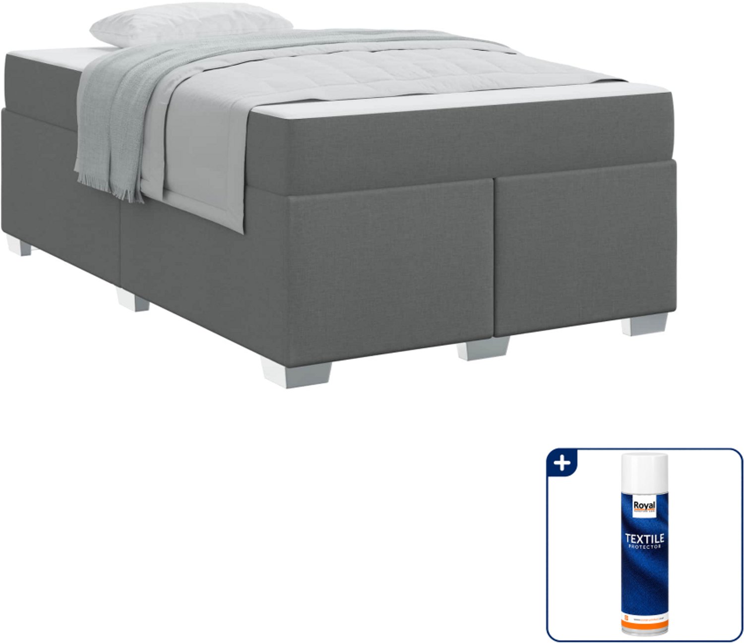 vidaXL bedframe met matras - 120 x 190 cm - stof - donkergrijs - Inclusief textielbeschermer 500 ml Bruin