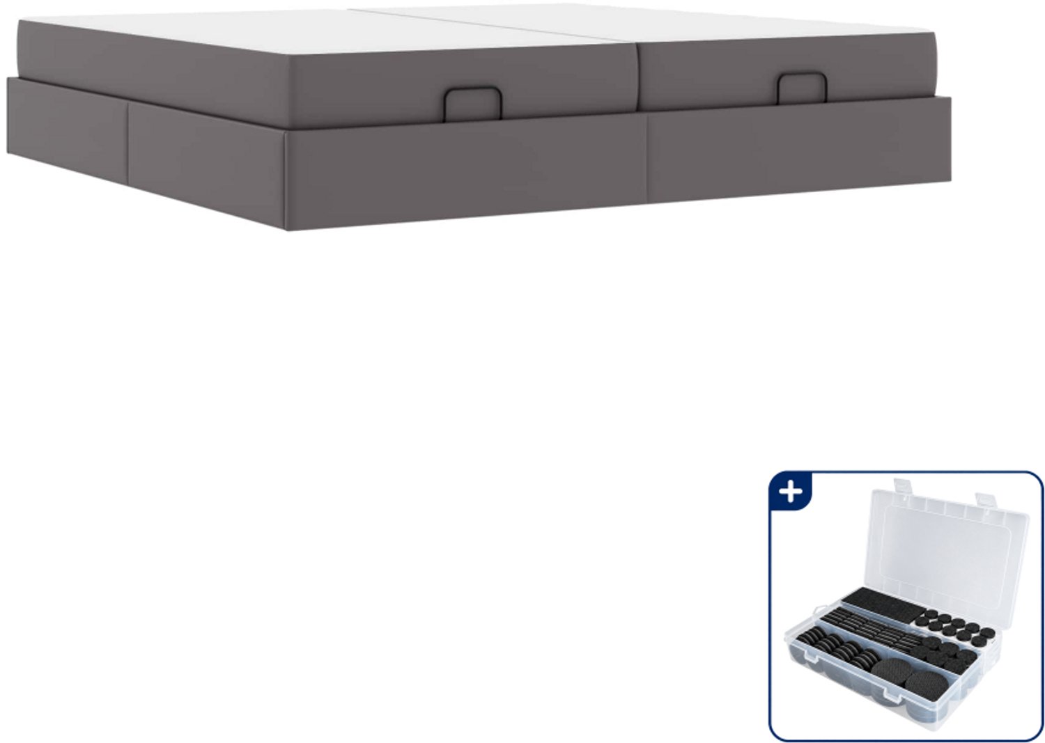 vidaXL bedframe met 2 matrassen - 100 x 200 cm - grijs - Inclusief antikrasvilt 177-delig Zwart