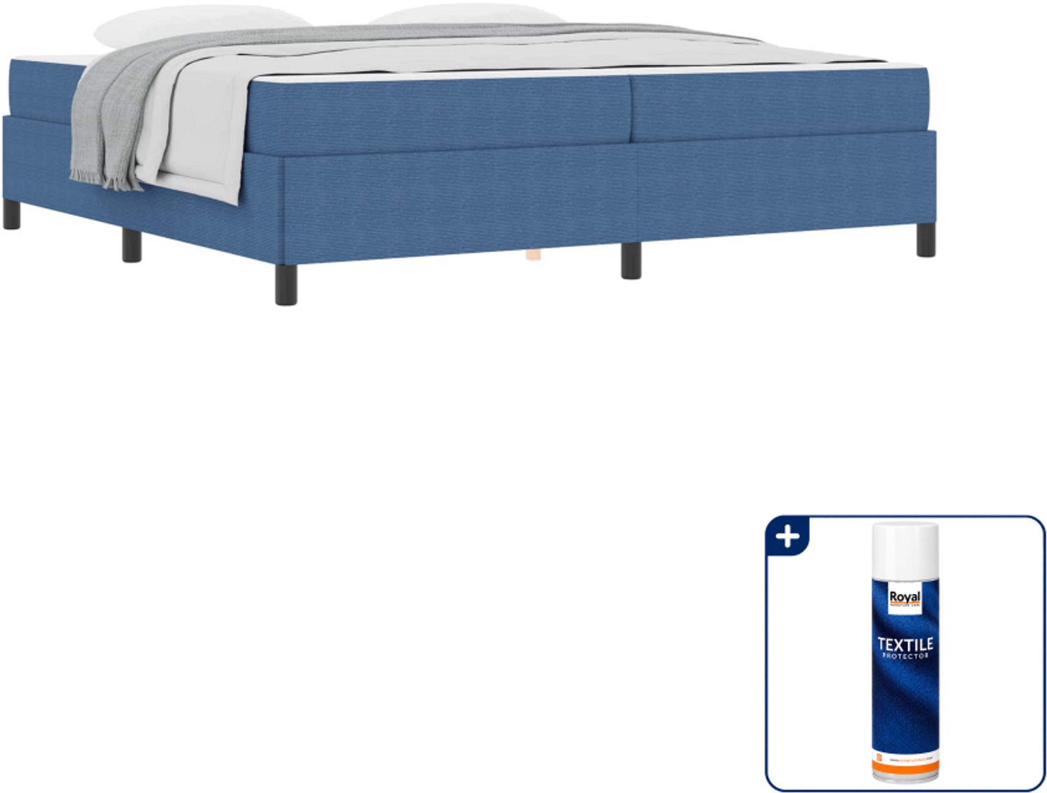 vidaXL bed met matras - 200 x 200 cm - stof - blauw - Inclusief textielbeschermer 500 ml Bruin